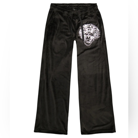 ED HARDY - Tiger Head Y2K Velour Sweatpants - Picture 1 of 10